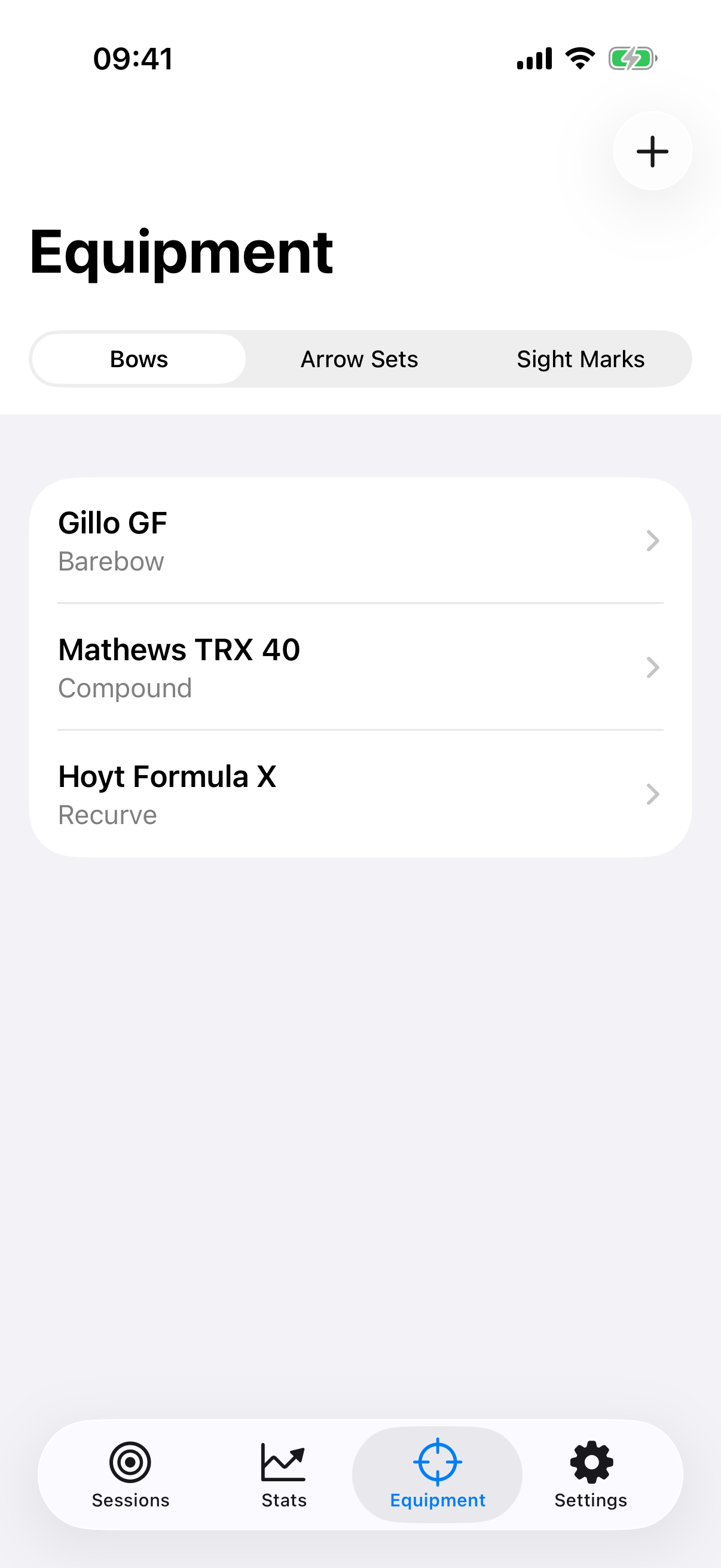 Equipment management with bows and arrow sets