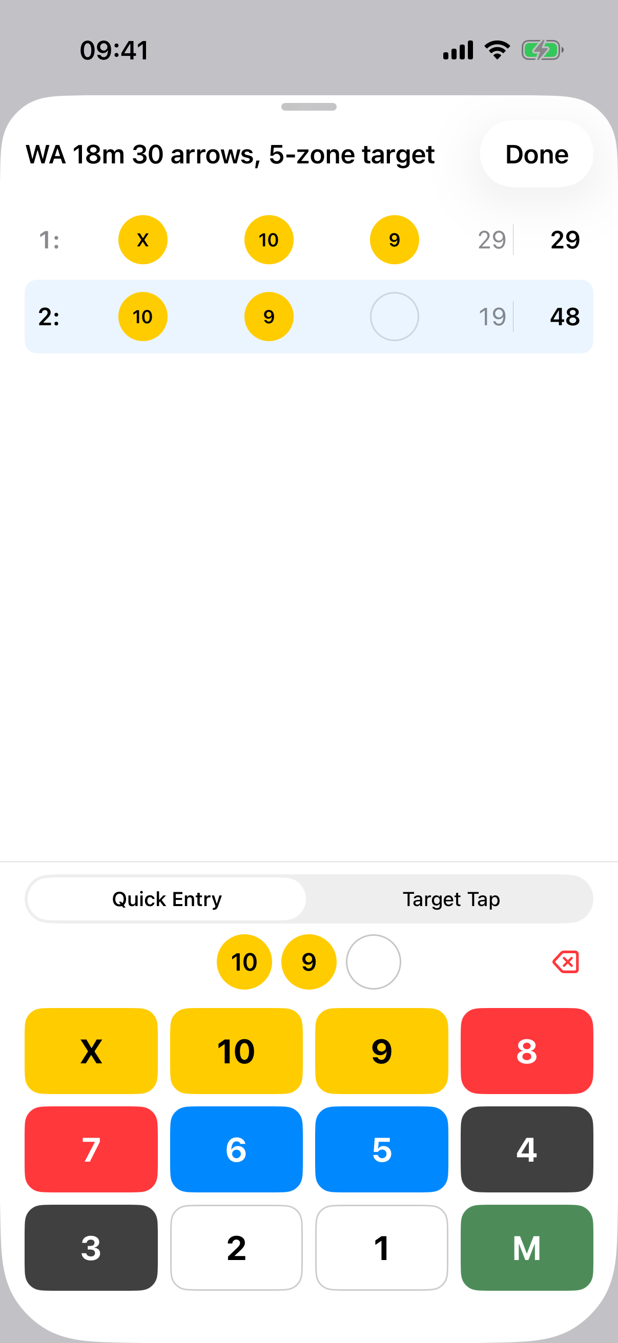 Quick entry scoring keypad